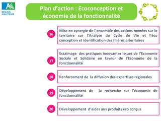 Plan d’action : Ecoconception et 
économie de la fonctionnalité 
Mise en synergie de l’ensemble des actions menées sur le ...