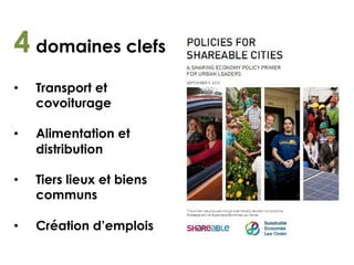4 domaines clefs
•  Transport et
covoiturage
•  Alimentation et
distribution
•  Tiers lieux et biens
communs
•  Création d’emplois
 