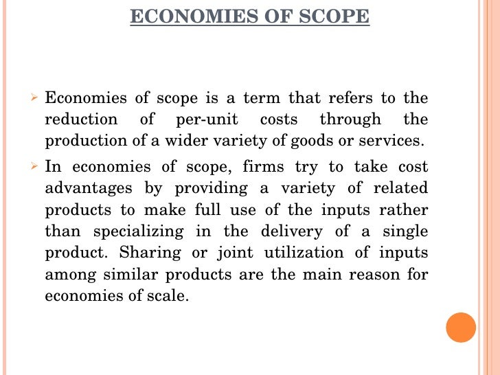 economies of scale Economies of scale - as the production increases, efficiency of production also increases the advantages of large scale production that result in lower unit (average) costs (cost per unit) is the reason for the economies of scale is that the total costs are shared over the increased output. economies of scale Economies of scale - as the production increases, efficiency of production also increases the advantages of large scale production that result in lower unit (average) costs (cost per unit) is the reason for the economies of scale is that the total costs are shared over the increased output.