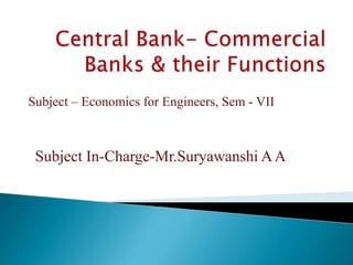Subject – Economics for Engineers, Sem - VII
Subject In-Charge-Mr.Suryawanshi AA
 