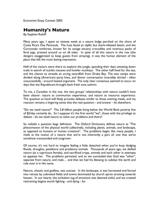 experience in nature essay