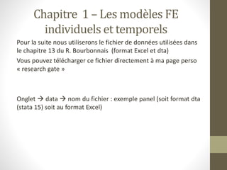 Economtrie des donnes de panel (cours et exe) | PPTX