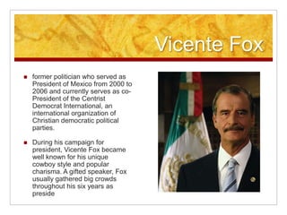 Carlos Salinas, each responsible for spearheading and promoting the agreement, ceremonially signed it. The agreement then needed to be ratified by each nation's legislative or parliamentary branch.Felipe Calderon is the current President of Mexico. He assumed office on December 1, 2006, and was elected for a single six-year term through 2012.