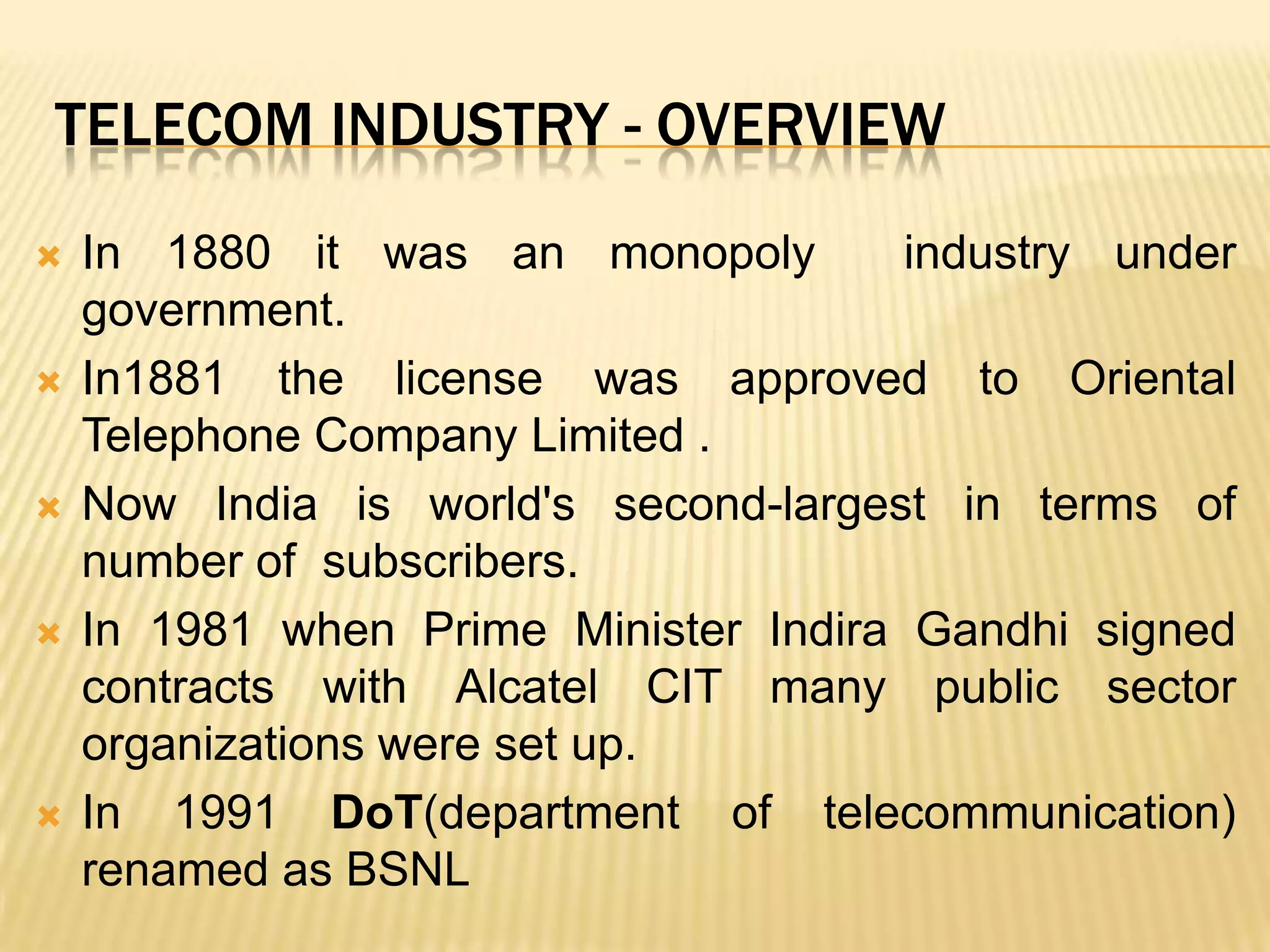 Finance - Telecom Industry | PPTX