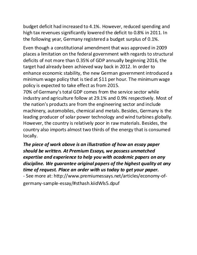 economy of germany essay in english