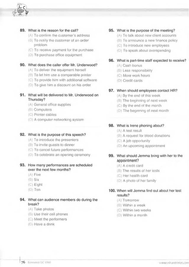 mark toeic listening 1 Economy volume lc 1000 toeic