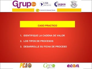 IDENTIFIQUE LA CADENA DE VALOR LOS TIPOS DE PROCESOS DESARROLLE SU FICHA DE PROCESO CASO PRACTICO 