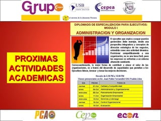 PROXIMAS ACTIVIDADES ACADEMICAS 