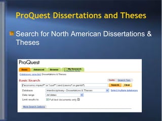 ProQuest Dissertations and Theses Search for North American Dissertations & Theses  