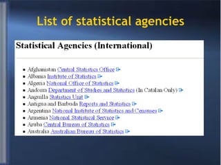 List of statistical agencies 