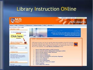 L ibrary  I nstruction  ON line Click here 