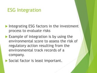 The Rise, Impact, and Challenges of ESG Factor Based Investing. | PPTX