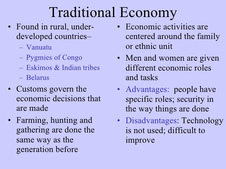 What is an advantage of a traditional economy?