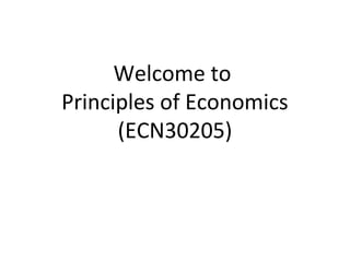 Welcome to
Principles of Economics
(ECN30205)
 