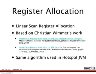 Register Allocation
                    • Linear Scan Register Allocation
                    • Based on Christian Wimmer’...