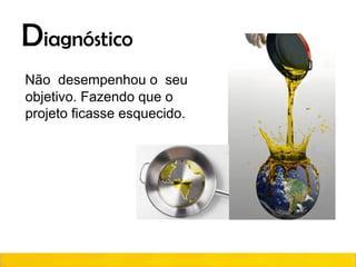 Diagnóstico
Não desempenhou o seu
objetivo. Fazendo que o
projeto ficasse esquecido.
 