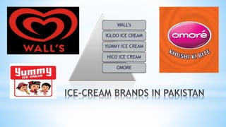 WALL’s
IGLOO ICE CREAM
YUMMY ICE CREAM
HICO ICE CREAM
OMORE
 