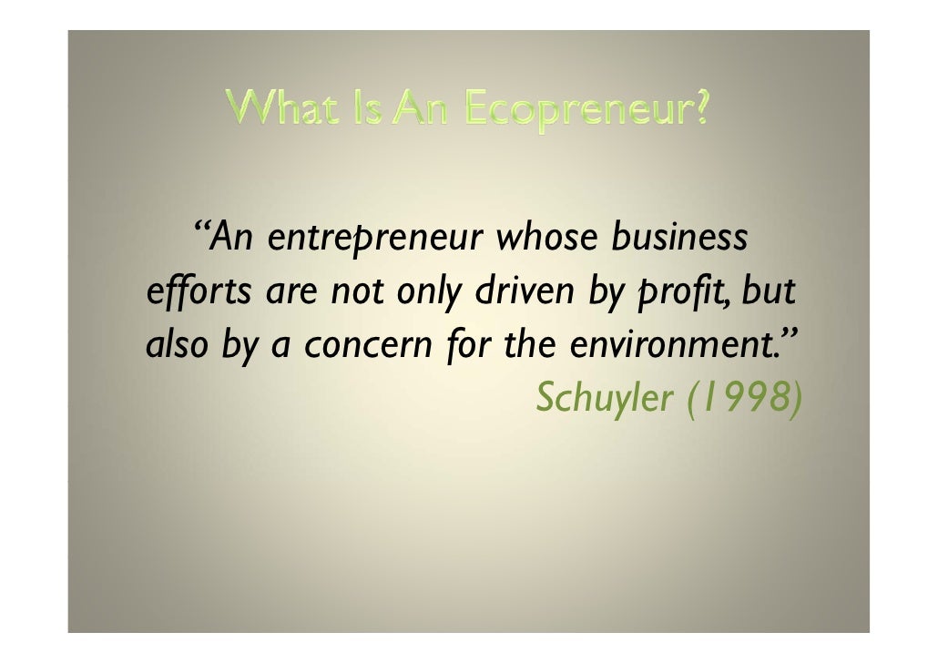 Ecopreneurship