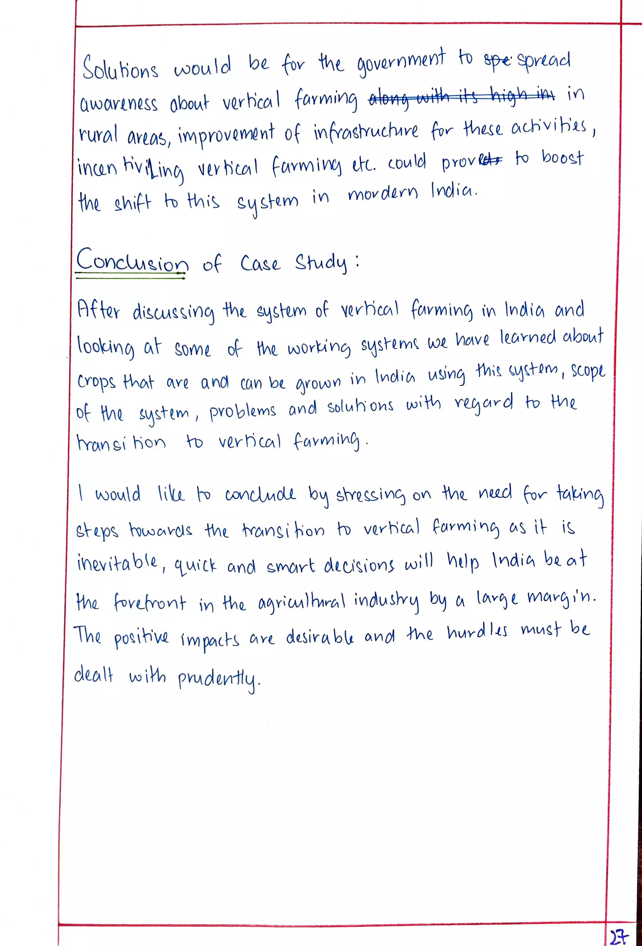 Eco Project class 12 on Vertical Farming.