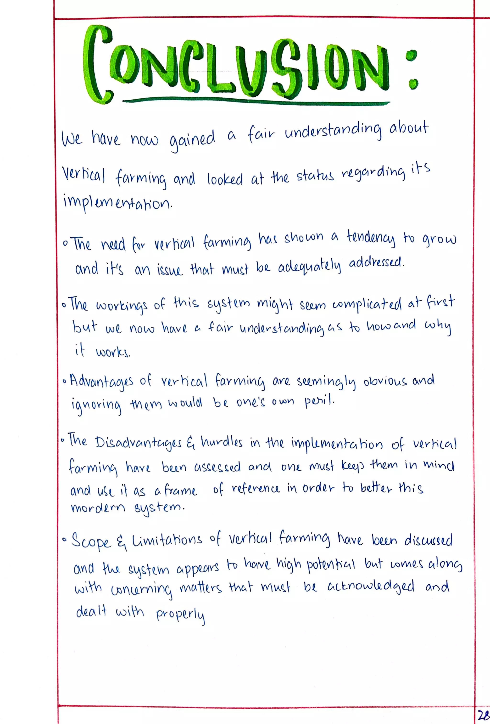Eco Project class 12 on Vertical Farming.