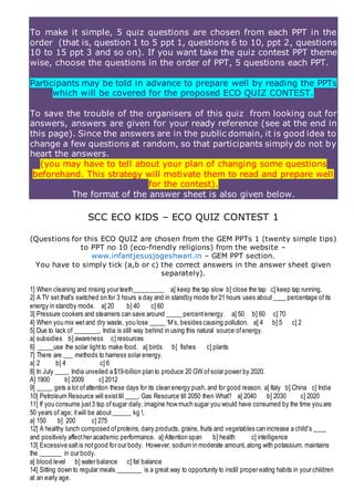 Questioner Contest Eco quiz contest 1 | DOCX