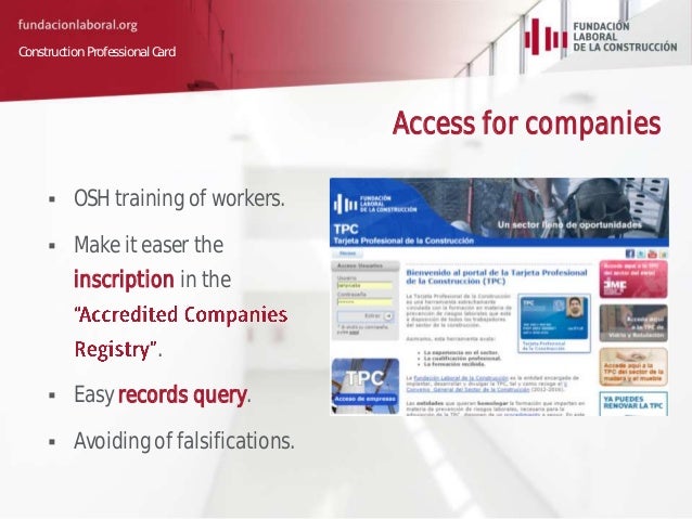 CONSTRUCTION PROFESSIONAL CARD. Spanish Construction Sector by Enriq…