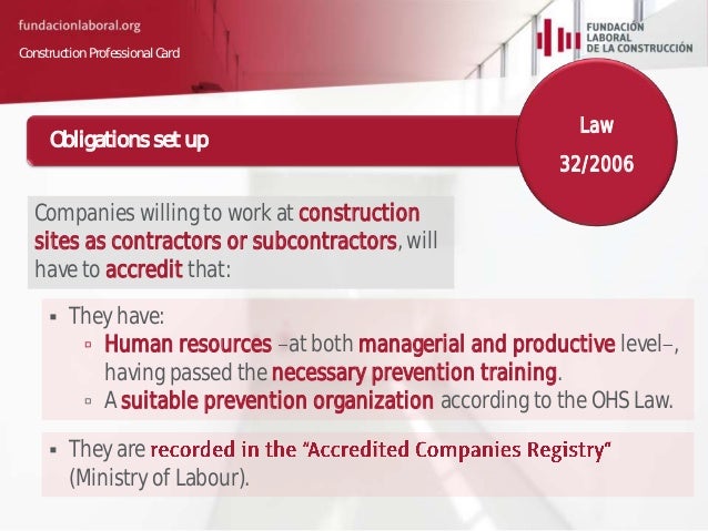 CONSTRUCTION PROFESSIONAL CARD. Spanish Construction Sector by Enriq…