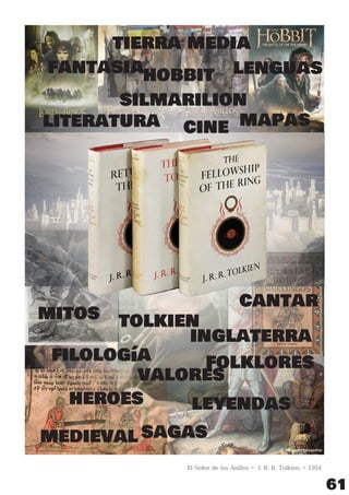 61
El Señor de los Anillos - J. R. R. Tolkien. - 1954
literatura
fantasia
cine
silmarilion
lenguashobbit
mapas
mitos tolkien
ﬁlología
heroes
medieval sagas
valores
leyendas
inglaterra
folklores
cantar
tierra media
 