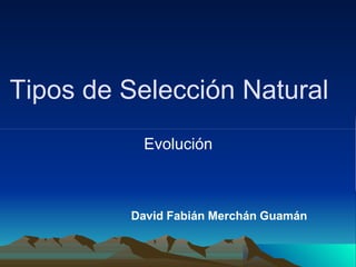 Tipos de Selección Natural
Evolución
David Fabián Merchán Guamán
 