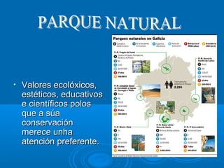 •   Valores ecolóxicos,
    estéticos, educativos
    e científicos polos
    que a súa
    conservación
    merece unha
    atención preferente.
 