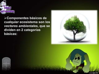 Componentes básicos de
cualquier ecosistema son los
vectores ambientales, que se
dividen en 2 categorías
básicas:
 
