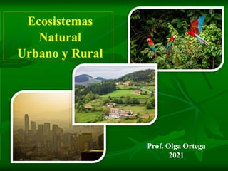 Ecosistemas
Natural
Urbano y Rural
Prof. Olga Ortega
2021
 