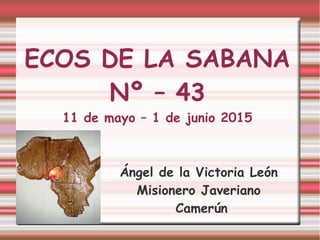 ECOS DE LA SABANA
Nº – 43
11 de mayo – 1 de junio 2015
Ángel de la Victoria León
Misionero Javeriano
Camerún
 