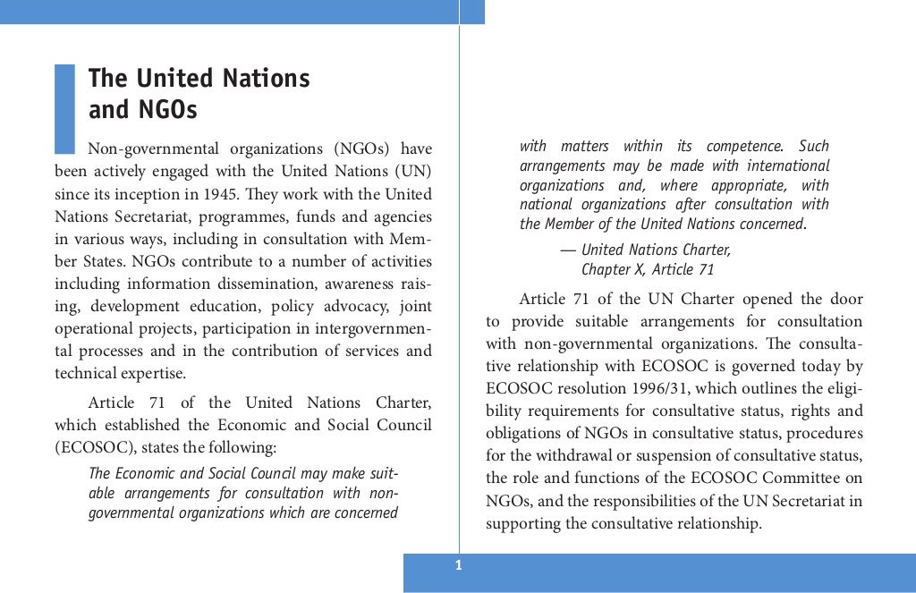Working with ECOSOC An NGOs Guide to Consultative Status