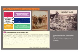 Les frères Pereire, acteurs de la modernisation économique
1862-64 percement de la
rue Impériale à Marseille
• Dans quelles activités investissent les
frères Pereire ?
• Quel soutien trouvent-ils dans leurs
activités ?
 