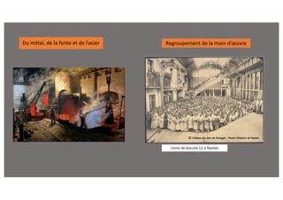 Du métal, de la fonte et de l’acier Regroupement de la main d’œuvre
Usine de biscuits LU à Nantes
 