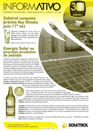 INFORMATIVO SOLETROL - MAIO/JUNHO 2012 - ANO XIV - Nº 103
 