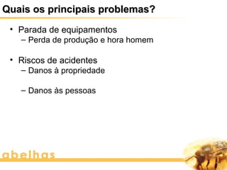 Quais os principais problemas?
 • Parada de equipamentos
   – Perda de produção e hora homem

 • Riscos de acidentes
   – Danos à propriedade

   – Danos às pessoas
 