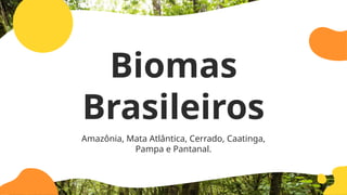 Biomas
Brasileiros
Amazônia, Mata Atlântica, Cerrado, Caatinga,
Pampa e Pantanal.
 