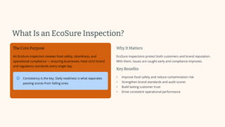 Ecosure Checklist.pdf EcoSure Inspection Guide Preparation Tips, Best Practices & Best ...