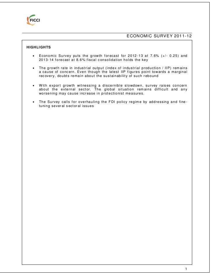 Economic Survey Of India 2011-12 In Pdf