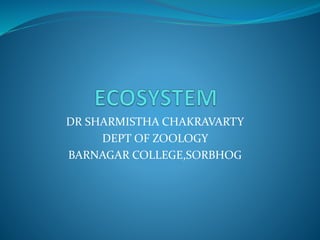 DR SHARMISTHA CHAKRAVARTY
DEPT OF ZOOLOGY
BARNAGAR COLLEGE,SORBHOG
 