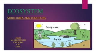 ECOSYSTEM
STRUCTURES AND FUNCTIONS
FROM:
Mr. ABHISHEK HR
1GG21CS001,
CSE,
GECR.
 