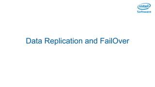 Partitioning Rule
• A rule to parse row keys, help to map records to
different clusters. ClusterLocator provides this facility
which is recorded in the central ZK
– PrefixClusterLocator
– SuffixClusterLocator
– …
• An example of PrefixClusterLocator
– If a row key is “clusterA,rowKey1”, then this record belongs
to clusterA
Data Replication and FailOver
 