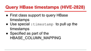 HBaseCon 2015: Analyzing HBase Data with Apache  Hive