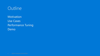 Outline
Motivation
Use Cases
Performance Tuning
Demo
Maxim Lukiyanov, Ashit Gosalia3
 