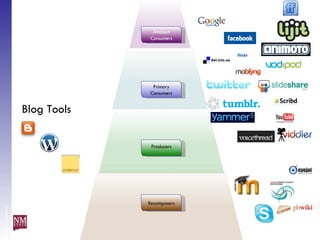 Level of investment Blog Tools Recomposers Producers Primary Consumers Ambient Consumers 