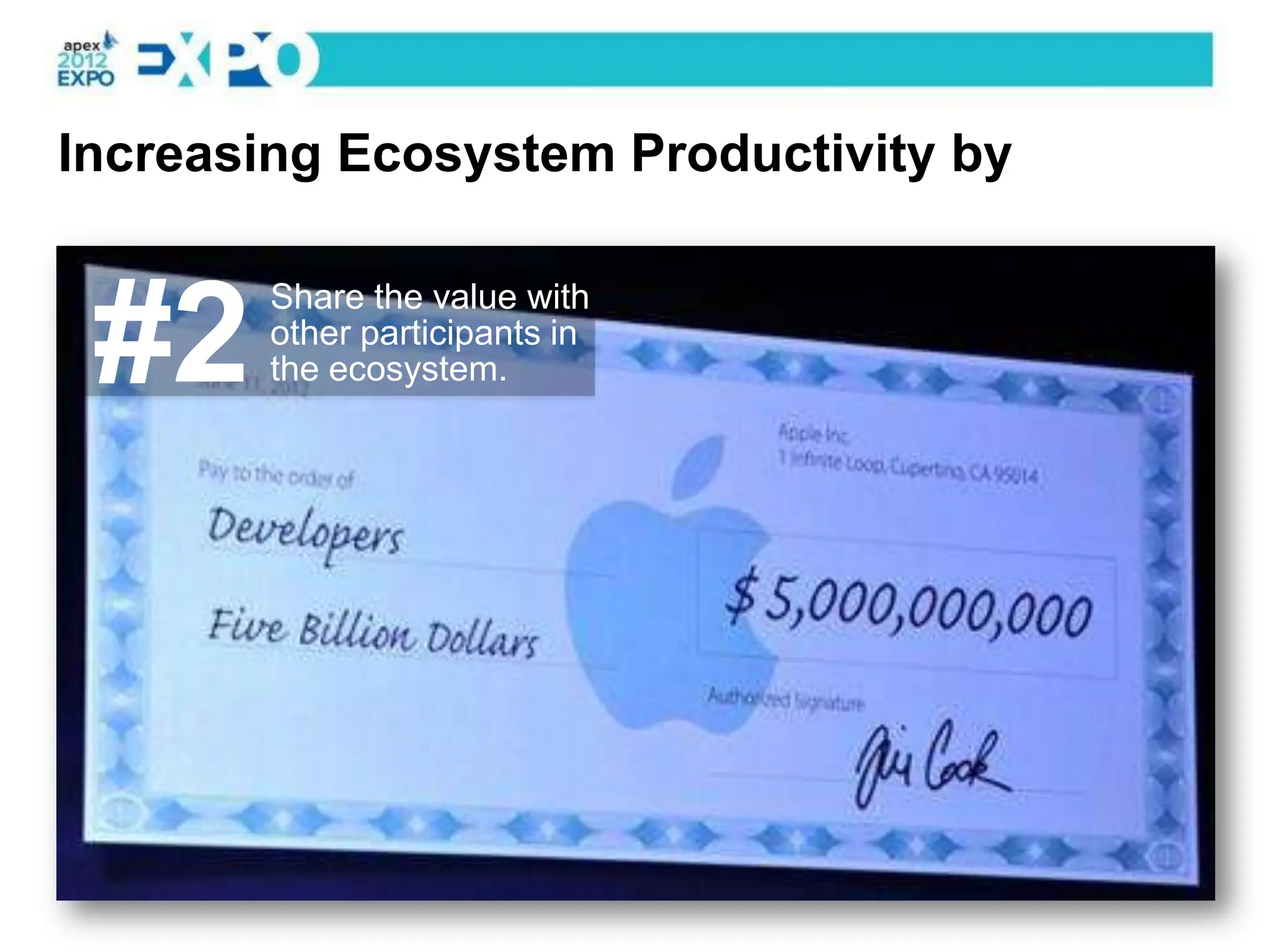Increasing Ecosystem Productivity by


 #2
        Share the value with
        other participants in
        the ecosystem.
 