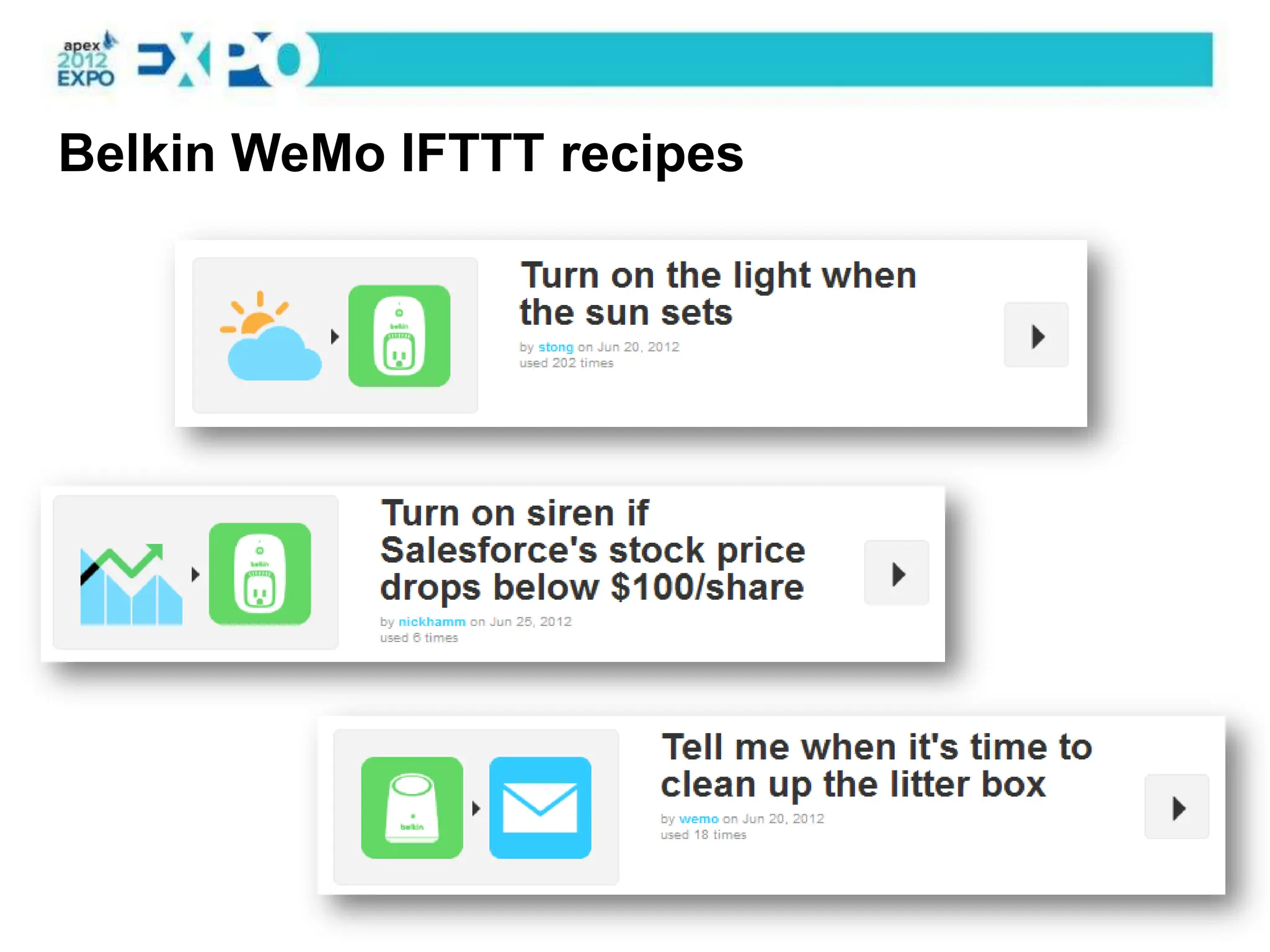 Belkin WeMo IFTTT recipes
 