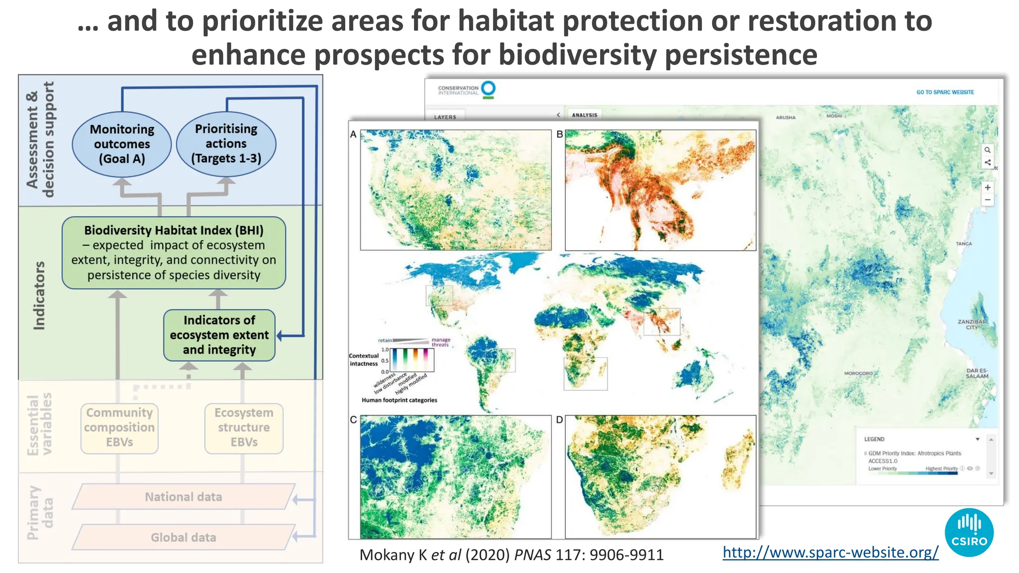 Mokany K et al (2020) PNAS 117: 9906-9911 http://www.sparc-website.org/
… and to prioritize areas for habitat protection or restoration to
enhance prospects for biodiversity persistence
 